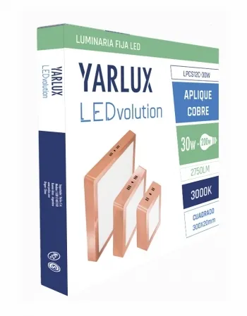 Panel LED 30W aplique cuadrado cobre YARLUX