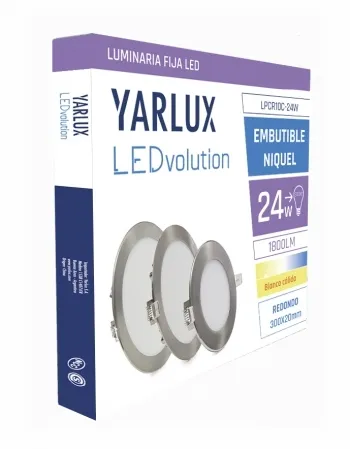 Panel LED 30W embutible redondo níquel YARLUX